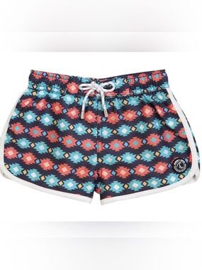 BINKY BRO Aztec Swimmies Swim Trunks Boardshorts Red Blue Tribal Size 12 Months